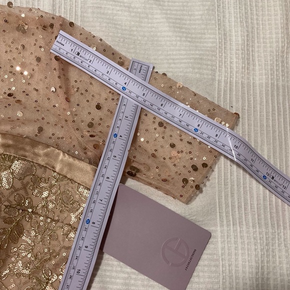 JS Collections Maisie Illusion Column Gown in Rose Gold - Picture 7 of 16